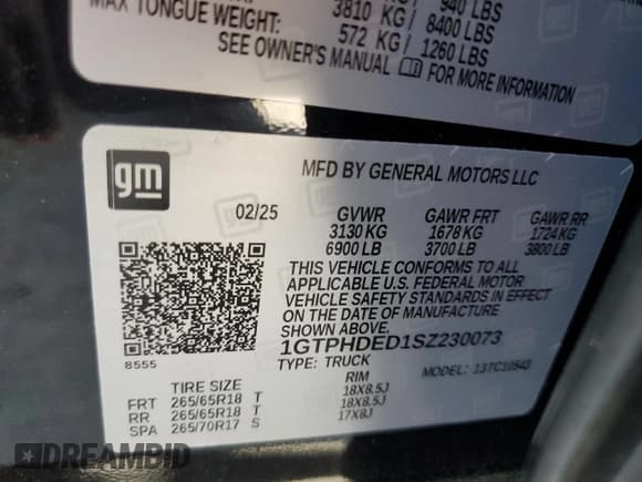 ✅ 2025 GMC Sierra 1500 SLT • VIN: 1GTPHDED1SZ230073 • Лот: 70747275. Опубликован ранее на Copart с пробегом 13 703 миль. Бесплатный доступ к архиву аукционных продаж из США и подробный отчёт об истории автомобиля на DreamBid. Изображение 12.