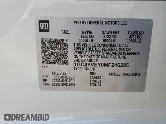 2021 Chevrolet Silverado 3500HD High Country z VIN 1GC4YVEY0MF246295, wystawiony jako Copart lot #70669874 z przebiegiem 134 097 mil mil oraz Szkoda całkowita • Salvage title. Historia ofert i sprzedaży dostępna na DreamBid. Obrazek 15.