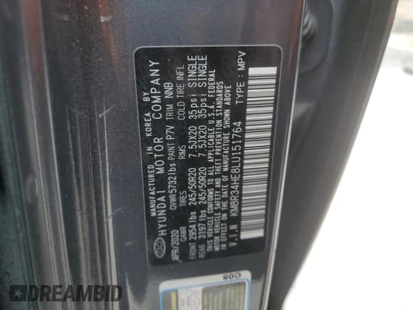 ✅ 2020 Hyundai Palisade SEL • VIN: KM8R34HE8LU151764 • Лот: 71432324. Опубликован ранее на Copart с пробегом Не указан. Бесплатный доступ к архиву аукционных продаж из США и подробный отчёт об истории автомобиля на DreamBid. Изображение 13.