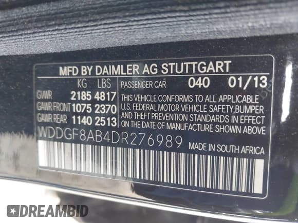 ✅ 2013 Mercedes-Benz C 300 Sport • VIN: WDDGF8AB4DR276989 • Lot: 43176906. Listed on IAAI with 88,042 mi. Free auction sales archive from the USA and detailed vehicle history report at DreamBid. Image 9.