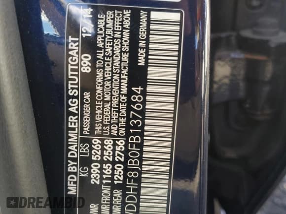 ✅ 2015 Mercedes-Benz E 350 Sport • VIN: WDDHF8JB0FB137684 • Lot: 91681605. Listed on Copart with 146,954 mi. Free auction sales archive from the USA and detailed vehicle history report at DreamBid. Image 13.