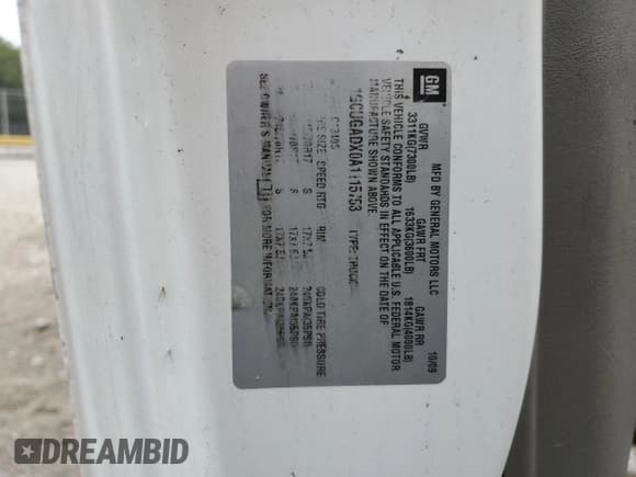 ✅ 2010 Chevrolet Express Cargo • VIN: 1GCUGADX0A1115753 • Lot: 81870715. Listed on Copart with Not provided. Free auction sales archive from the USA and detailed vehicle history report at DreamBid. Image 12.