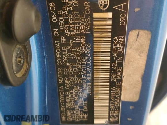 ✅ 2009 Toyota Corolla LE • VIN: JTDBL40E49J034906 • Lot: 86714035. Wystawiony na Copart z przebiegiem 281 931 mil. Bezpłatny archiwum sprzedaży aukcyjnych z USA i szczegółowy raport historii pojazdu na DreamBid. Zdjęcie 12.