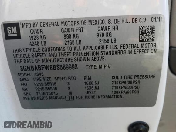 ✅ 2011 Chevrolet HHR 1LT • VIN: 3GNBABFW8BS589993 • Lot: 77151224. Listed on Copart with Not provided. Free auction sales archive from the USA and detailed vehicle history report at DreamBid. Image 13.