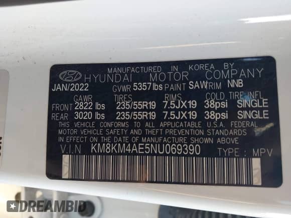 2022 Hyundai Ioniq 5 SE z VIN KM8KM4AE5NU069390, wystawiony jako IAAI lot #43221025 z przebiegiem 44 556 mil mil oraz . Historia ofert i sprzedaży dostępna na DreamBid. Obrazek 9.
