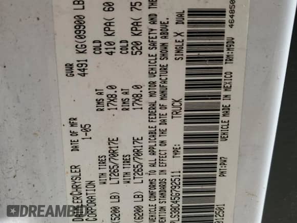 2005 Dodge 3500 SLT z VIN 3D7LS38C45G792511, wystawiony jako Copart lot #52987515 z przebiegiem 353 409 mil mil oraz Szkoda całkowita • Salvage title. Historia ofert i sprzedaży dostępna na DreamBid. Obrazek 12.