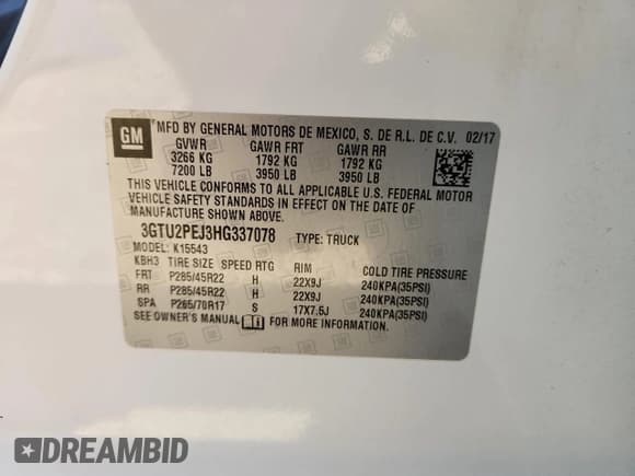 ✅ 2017 GMC Sierra 1500 Denali • VIN: 3GTU2PEJ3HG337078 • Lot: 85348425. Listed on Copart with 151,980 mi. Free auction sales archive from the USA and detailed vehicle history report at DreamBid. Image 13.