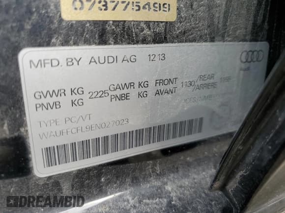 ✅ 2014 Audi A4 Progressiv • VIN: WAUFFCFL9EN027023 • Лот: 64365214. Опубликован ранее на Copart с пробегом 137 815 миль. Бесплатный доступ к архиву аукционных продаж из США и подробный отчёт об истории автомобиля на DreamBid. Изображение 13.