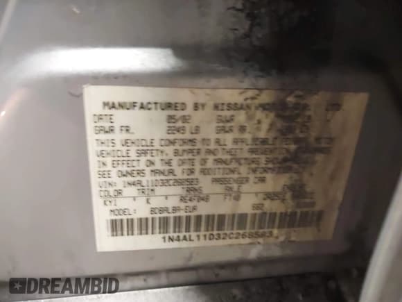 ✅ 2002 Nissan Altima S • VIN: 1N4AL11D32C268583 • Lot: 43796806. Listed on IAAI with 115,118 mi. Free auction sales archive from the USA and detailed vehicle history report at DreamBid. Image 9.