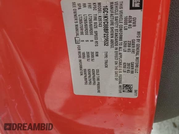 ✅ 2011 Chevrolet Silverado 2500HD LTZ • VIN: 1GC1KYC88BF223532 • Lot: 59141315. Listed on Copart with 243,733 mi. Free auction sales archive from the USA and detailed vehicle history report at DreamBid. Image 12.