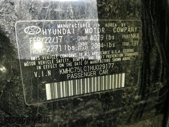 ✅ 2017 Hyundai Ioniq SEL • VIN: KMHC75LC1HU029177 • Lot: 45054505. Listed on Copart with 95,609 mi. Free auction sales archive from the USA and detailed vehicle history report at DreamBid. Image 12.