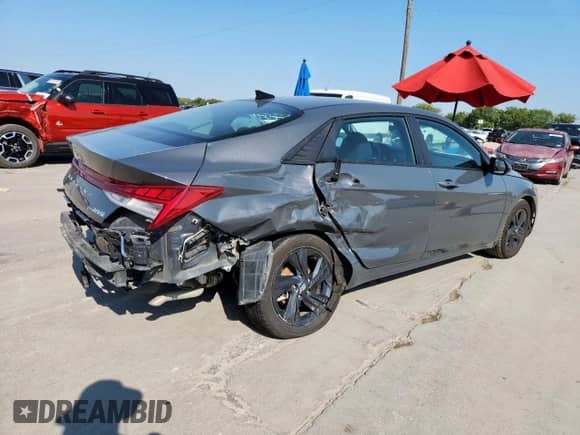 2023 Hyundai Elantra Blue with VIN KMHLM4AJ0PU069978, listed as a Copart auction lot 71498485 with 166,846 mi miles and Salvage title. Bid and sale history available at DreamBid. Image 3.
