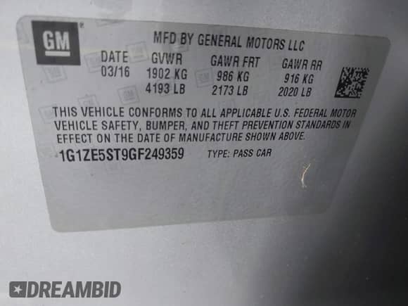 2016 Chevrolet Malibu LT с VIN 1G1ZE5ST9GF249359, выставлен на аукционе IAAI как лот 43567969 с пробегом 102 647 миль миль и . История ставок и продаж доступна на DreamBid. Изображение 9.