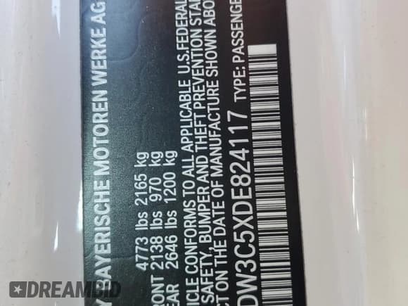 ✅ 2013 BMW 3 Series 328i • VIN: WBADW3C5XDE824117 • Лот: 66726454. Опубликован ранее на Copart с пробегом 98 523 миль. Бесплатный доступ к архиву аукционных продаж из США и подробный отчёт об истории автомобиля на DreamBid. Изображение 13.