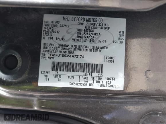 ✅ 2005 Ford Expedition Eddie Bauer • VIN: 1FMPU18535LA72174 • Lot: 41967596. Listed on IAAI with 232,312 mi. Free auction sales archive from the USA and detailed vehicle history report at DreamBid. Image 9.