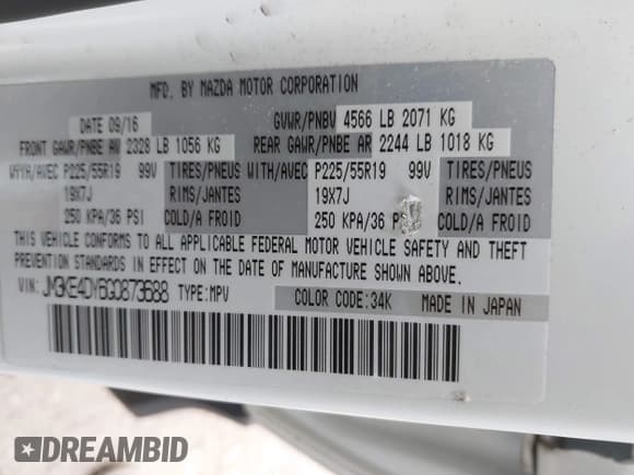 ✅ 2016 Mazda CX-5 Grand Touring • VIN: JM3KE4DY6G0873688 • Lot: 43565324. Wystawiony na IAAI z przebiegiem 80 920 mil. Bezpłatny archiwum sprzedaży aukcyjnych z USA i szczegółowy raport historii pojazdu na DreamBid. Zdjęcie 9.