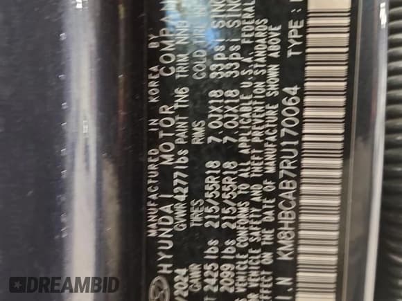 ✅ 2024 Hyundai Kona SEL • VIN: KM8HBCAB7RU170064 • Lot: 91270915. Listed on Copart with 46,358 mi. Free auction sales archive from the USA and detailed vehicle history report at DreamBid. Image 13.