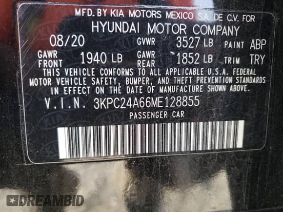 2021 Hyundai Accent SE с VIN 3KPC24A66ME128855, выставлен на аукционе Copart как лот 70213813 с пробегом 67 408 миль миль и . История ставок и продаж доступна на DreamBid. Изображение 15.