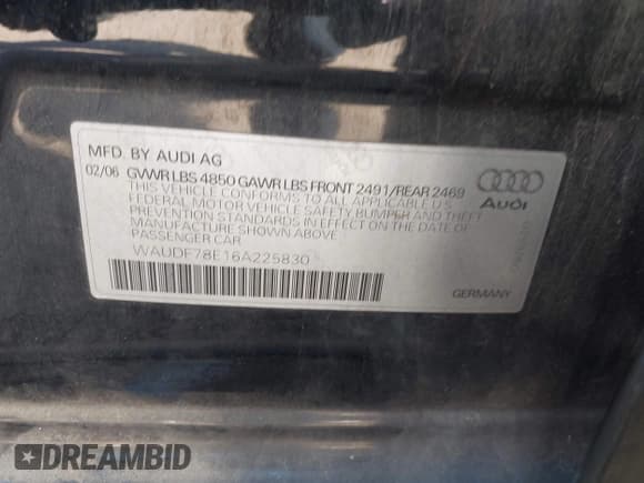 ✅ 2006 Audi A4 2.0T • VIN: WAUDF78E16A225830 • Lot: 43416479. Wystawiony na IAAI z przebiegiem 213 106 mil. Bezpłatny archiwum sprzedaży aukcyjnych z USA i szczegółowy raport historii pojazdu na DreamBid. Zdjęcie 9.