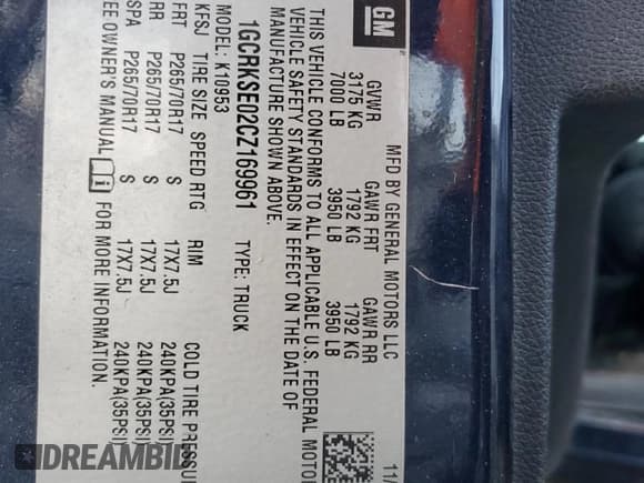 ✅ 2012 Chevrolet Silverado 1500 LT • VIN: 1GCRKSE02CZ169961 • Lot: 85429295. Listed on Copart with Not provided. Free auction sales archive from the USA and detailed vehicle history report at DreamBid. Image 12.