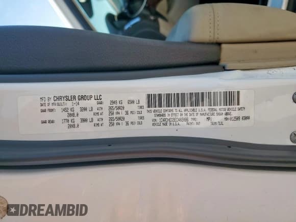 ✅ 2014 Dodge Durango Citadel • VIN: 1C4RDHEG9EC402086 • Lot: 72075155. Listed on Copart with 165,120 mi. Free auction sales archive from the USA and detailed vehicle history report at DreamBid. Image 13.