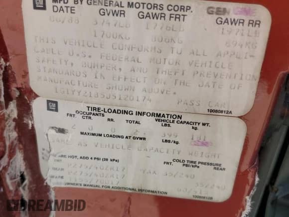 1988 Chevrolet Corvette with VIN 1G1YY2185J5120174, listed as a Copart auction lot 44314235 with 85,341 mi miles and Non repairable. Bid and sale history available at DreamBid. Image 12.