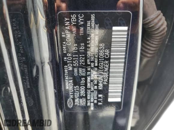 2016 Hyundai Genesis 3.8L z VIN KMHGN4JE6GU108638, wystawiony jako Copart lot #68130904 z przebiegiem 107 961 mil mil oraz Szkoda całkowita • Salvage title. Historia ofert i sprzedaży dostępna na DreamBid. Obrazek 14.