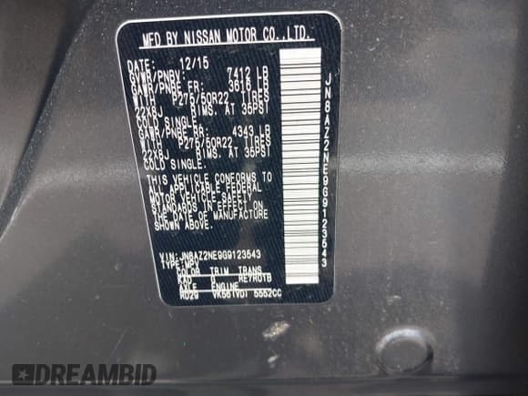 ✅ 2016 Infiniti QX80 • VIN: JN8AZ2NE9G9123543 • Lot: 42935951. Wystawiony na IAAI z przebiegiem 94 722 mil. Bezpłatny archiwum sprzedaży aukcyjnych z USA i szczegółowy raport historii pojazdu na DreamBid. Zdjęcie 9.