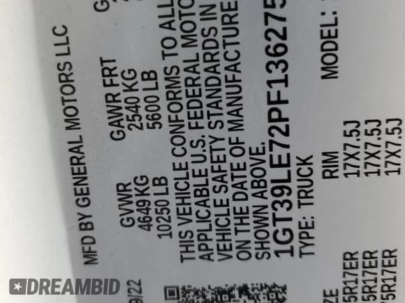 ✅ 2023 GMC Sierra 2500HD • VIN: 1GT39LE72PF136275 • Lot: 69475844. Wystawiony na Copart z przebiegiem 77 008 mil. Bezpłatny archiwum sprzedaży aukcyjnych z USA i szczegółowy raport historii pojazdu na DreamBid. Zdjęcie 12.