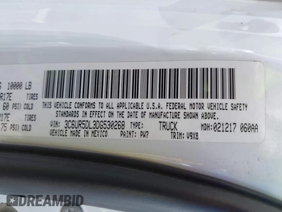 ✅ 2013 Ram 2500 Big Horn • VIN: 3C6UR5DL3DG530268 • Lot: 42369451. Listed on IAAI with Not provided. Free auction sales archive from the USA and detailed vehicle history report at DreamBid. Image 9.