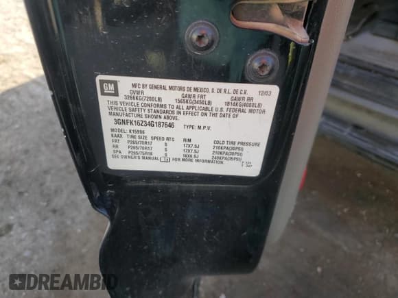 ✅ 2004 Chevrolet Suburban Z71 • VIN: 3GNFK16Z34G187646 • Лот: 49993535. Опубликован ранее на Copart с пробегом 147 201 миль. Бесплатный доступ к архиву аукционных продаж из США и подробный отчёт об истории автомобиля на DreamBid. Изображение 14.