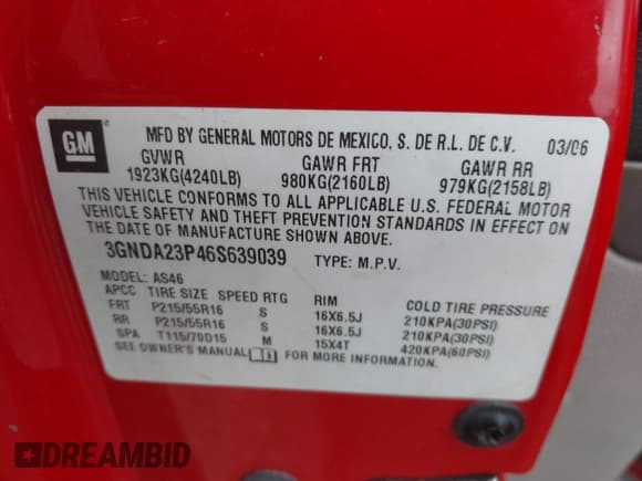 ✅ 2006 Chevrolet HHR LT • VIN: 3GNDA23P46S639039 • Lot: 42203837. Listed on IAAI with 103,636 mi. Free auction sales archive from the USA and detailed vehicle history report at DreamBid. Image 9.
