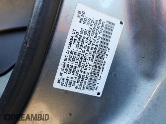 ✅ 2006 Honda Odyssey EX-L • VIN: 5FNRL38766B111115 • Lot: 86659775. Listed on Copart with 155,073 mi. Free auction sales archive from the USA and detailed vehicle history report at DreamBid. Image 13.