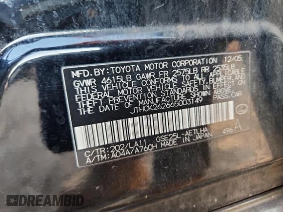 ✅ 2006 Lexus IS 250 • VIN: JTHCK262665003149 • Лот: 89623355. Опубликован ранее на Copart с пробегом 296 754 миль. Бесплатный доступ к архиву аукционных продаж из США и подробный отчёт об истории автомобиля на DreamBid. Изображение 13.