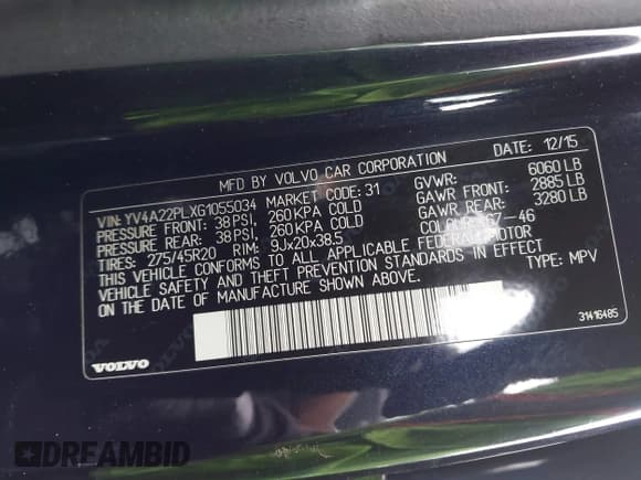 ✅ 2016 Volvo XC90 T6 Inscription • VIN: YV4A22PLXG1055034 • Lot: 41937423. Listed on IAAI with 125,765 mi. Free auction sales archive from the USA and detailed vehicle history report at DreamBid. Image 9.