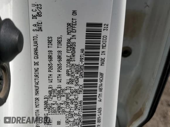 ✅ 2023 Toyota Tacoma Limited • VIN: 3TYGZ5AN1PT151646 • Лот: 53709675. Опубликован ранее на Copart с пробегом 44 213 миль. Бесплатный доступ к архиву аукционных продаж из США и подробный отчёт об истории автомобиля на DreamBid. Изображение 12.