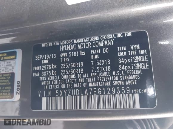 ✅ 2014 Hyundai Santa Fe • VIN: 5XYZUDLA7EG129359 • Лот: 43430830. Опубликован ранее на IAAI с пробегом 119 254 миль. Бесплатный доступ к архиву аукционных продаж из США и подробный отчёт об истории автомобиля на DreamBid. Изображение 9.