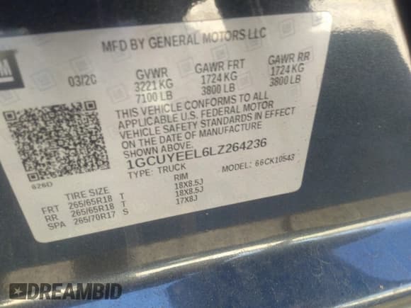 ✅ 2020 Chevrolet Silverado 1500 RST • VIN: 1GCUYEEL6LZ264236 • Lot: 41617642. Wystawiony na IAAI z przebiegiem 127 123 mil. Bezpłatny archiwum sprzedaży aukcyjnych z USA i szczegółowy raport historii pojazdu na DreamBid. Zdjęcie 9.