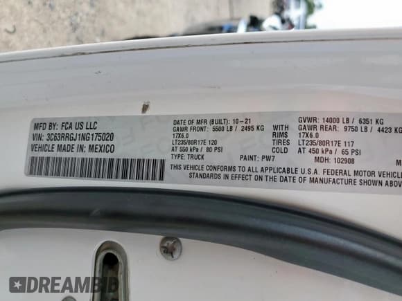 ✅ 2022 Ram 3500 Tradesman • VIN: 3C63RRGJ1NG175020 • Lot: 70844835. Wystawiony na Copart z przebiegiem 92 405 mil. Bezpłatny archiwum sprzedaży aukcyjnych z USA i szczegółowy raport historii pojazdu na DreamBid. Zdjęcie 12.