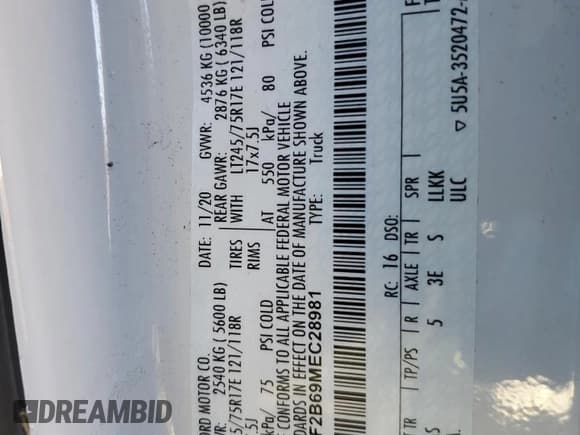 ✅ 2021 Ford F-250 XL • VIN: 1FTBF2B69MEC28981 • Lot: 47862774. Listed on Copart with 28,712 mi. Free auction sales archive from the USA and detailed vehicle history report at DreamBid. Image 13.