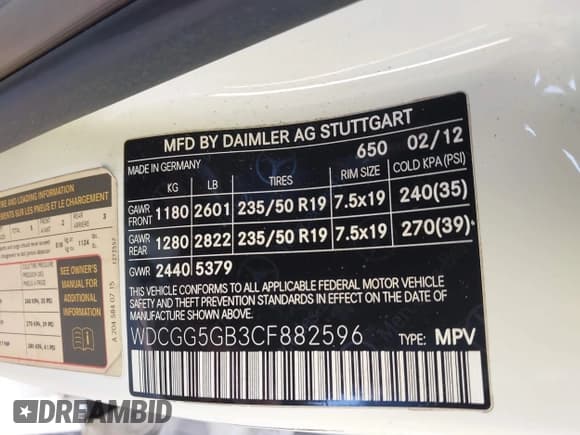 ✅ 2012 Mercedes-Benz GLK 350 • VIN: WDCGG5GB3CF882596 • Lot: 43914055. Listed on IAAI with 156,070 mi. Free auction sales archive from the USA and detailed vehicle history report at DreamBid. Image 9.