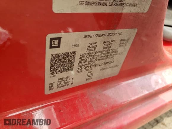 ✅ 2020 Chevrolet Silverado 1500 LT • VIN: 1GCRYDED2LZ199054 • Lot: 63982464. Wystawiony na Copart z przebiegiem 75 673 mil. Bezpłatny archiwum sprzedaży aukcyjnych z USA i szczegółowy raport historii pojazdu na DreamBid. Zdjęcie 14.