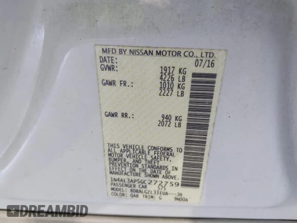 ✅ 2016 Nissan Altima S • VIN: 1N4AL3AP5GC272759 • Lot: 43611311. Wystawiony na IAAI z przebiegiem 187 054 mil. Bezpłatny archiwum sprzedaży aukcyjnych z USA i szczegółowy raport historii pojazdu na DreamBid. Zdjęcie 9.