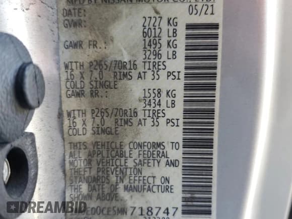 ✅ 2021 Nissan Frontier S • VIN: 1N6ED0CE5MN718747 • Лот: 87087455. Опубликован ранее на Copart с пробегом 87 301 миль. Бесплатный доступ к архиву аукционных продаж из США и подробный отчёт об истории автомобиля на DreamBid. Изображение 13.