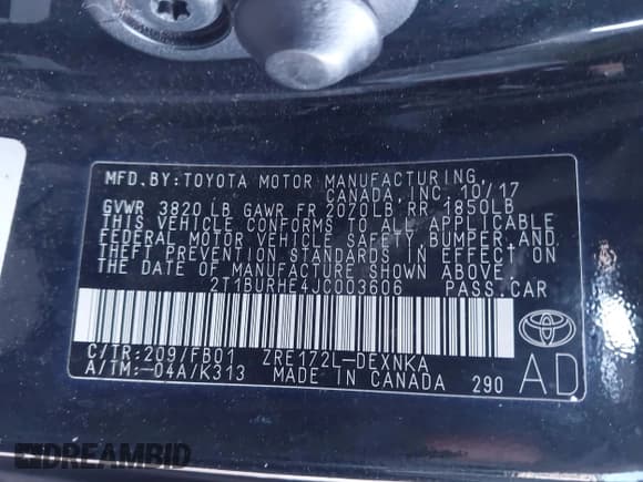 ✅ 2018 Toyota Corolla LE • VIN: 2T1BURHE4JC003606 • Lot: 43213655. Listed on IAAI with 120,560 mi. Free auction sales archive from the USA and detailed vehicle history report at DreamBid. Image 9.