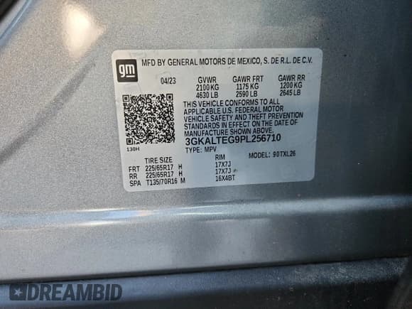 ✅ 2023 GMC Terrain SLE • VIN: 3GKALTEG9PL256710 • Lot: 82679345. Listed on Copart with 46,170 mi. Free auction sales archive from the USA and detailed vehicle history report at DreamBid. Image 13.