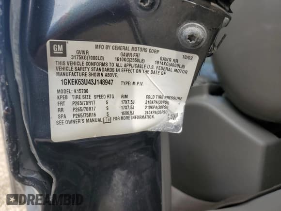 ✅ 2003 GMC Yukon Denali • VIN: 1GKEK63U43J148947 • Lot: 85587805. Listed on Copart with 152,568 mi. Free auction sales archive from the USA and detailed vehicle history report at DreamBid. Image 13.