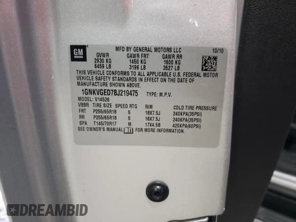 ✅ 2011 Chevrolet Traverse 1LT • VIN: 1GNKVGED7BJ219475 • Lot: 66022334. Wystawiony na Copart z przebiegiem 164 702 mil. Bezpłatny archiwum sprzedaży aukcyjnych z USA i szczegółowy raport historii pojazdu na DreamBid. Zdjęcie 13.