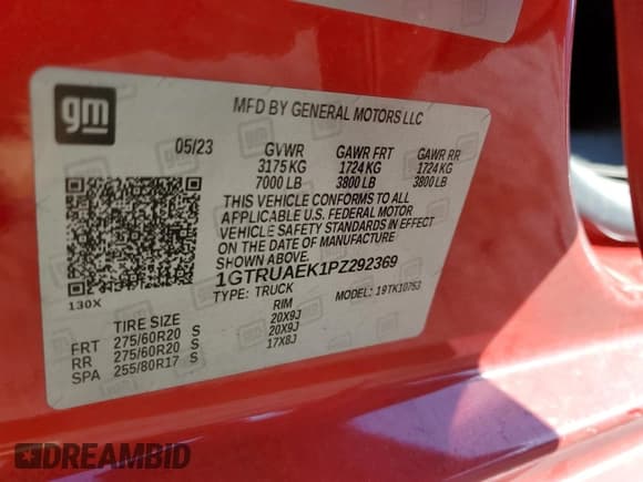 ✅ 2023 GMC Sierra 1500 Pro • VIN: 1GTRUAEK1PZ292369 • Lot: 71192834. Listed on Copart with 56,618 mi. Free auction sales archive from the USA and detailed vehicle history report at DreamBid. Image 12.