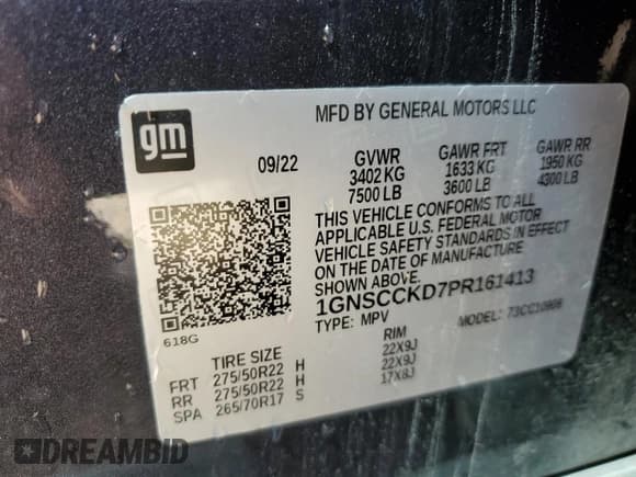 ✅ 2023 Chevrolet Suburban LT • VIN: 1GNSCCKD7PR161413 • Лот: 74938374. Опубликован ранее на Copart с пробегом 72 466 миль. Бесплатный доступ к архиву аукционных продаж из США и подробный отчёт об истории автомобиля на DreamBid. Изображение 14.
